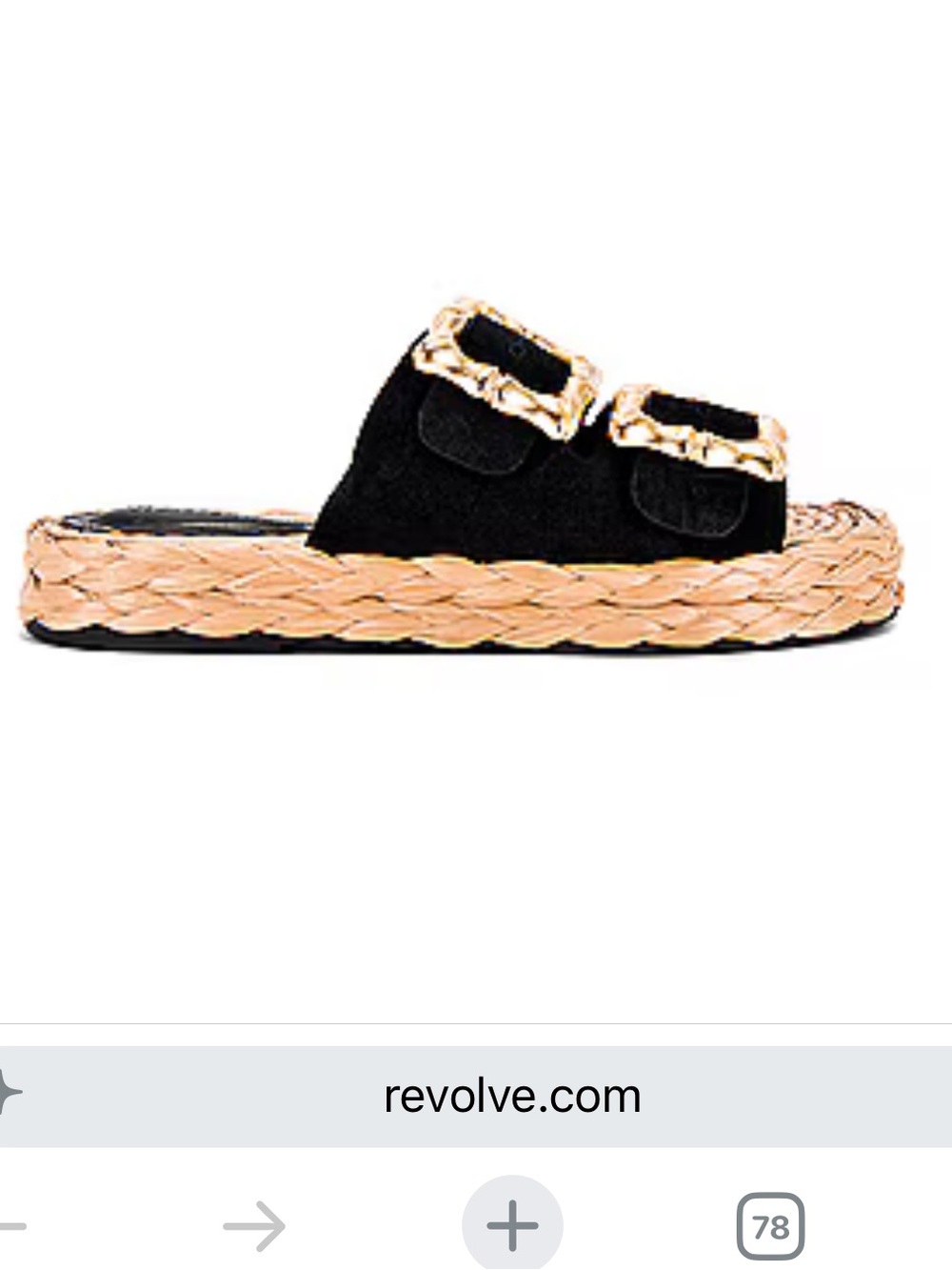 Schutz Enola Rope Flat Sandals | Black Suede & Gold Buckle | Size 7 | MSRP $159